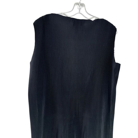 COS Dress Accordion Pleated Sleeveless Darkest Navy Blue Size S Oversized Boxy - Picture 6 of 7